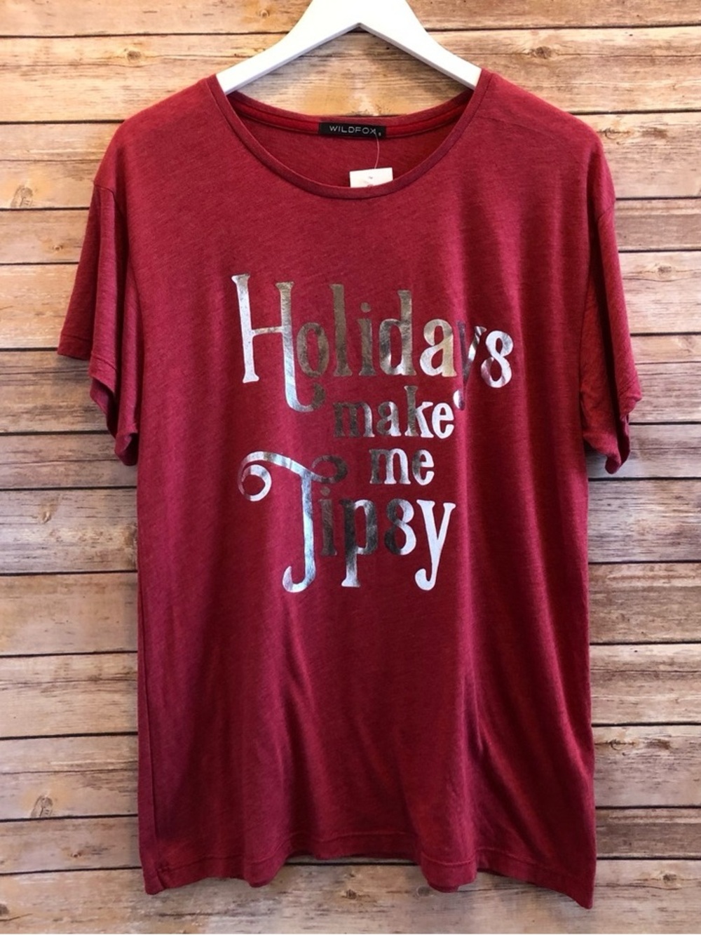 Wildfox Red Metallic-Letter Holiday Graphic Tee